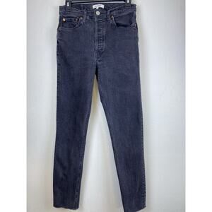 Womens ReDone Sz 28 Faded Black 5 Pocket Raw Hem Denim Jeans
